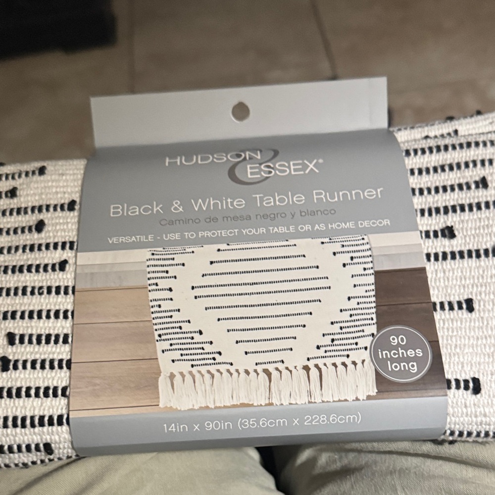 Hudson Essex Black and White Table Runner